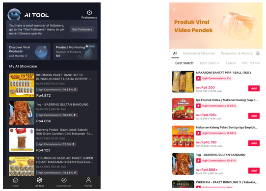 Fitur produk viral video pendek dan AI Tools