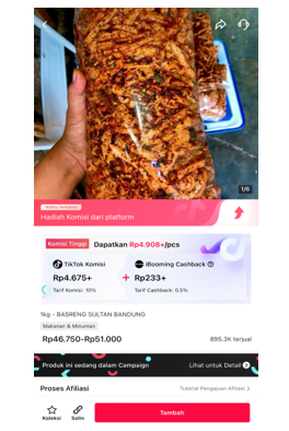 Tambahkan link produk ke akun TikTok
